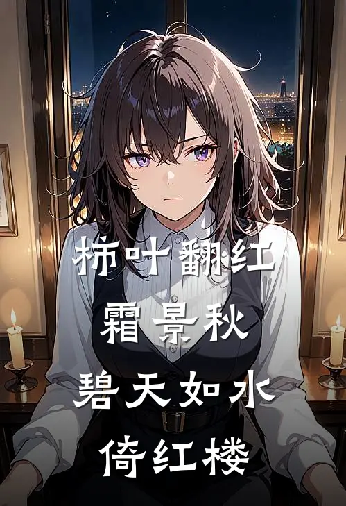 柿叶翻红霜景秋,碧天如水倚红楼